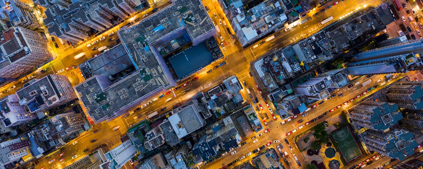 Aerial view city streets