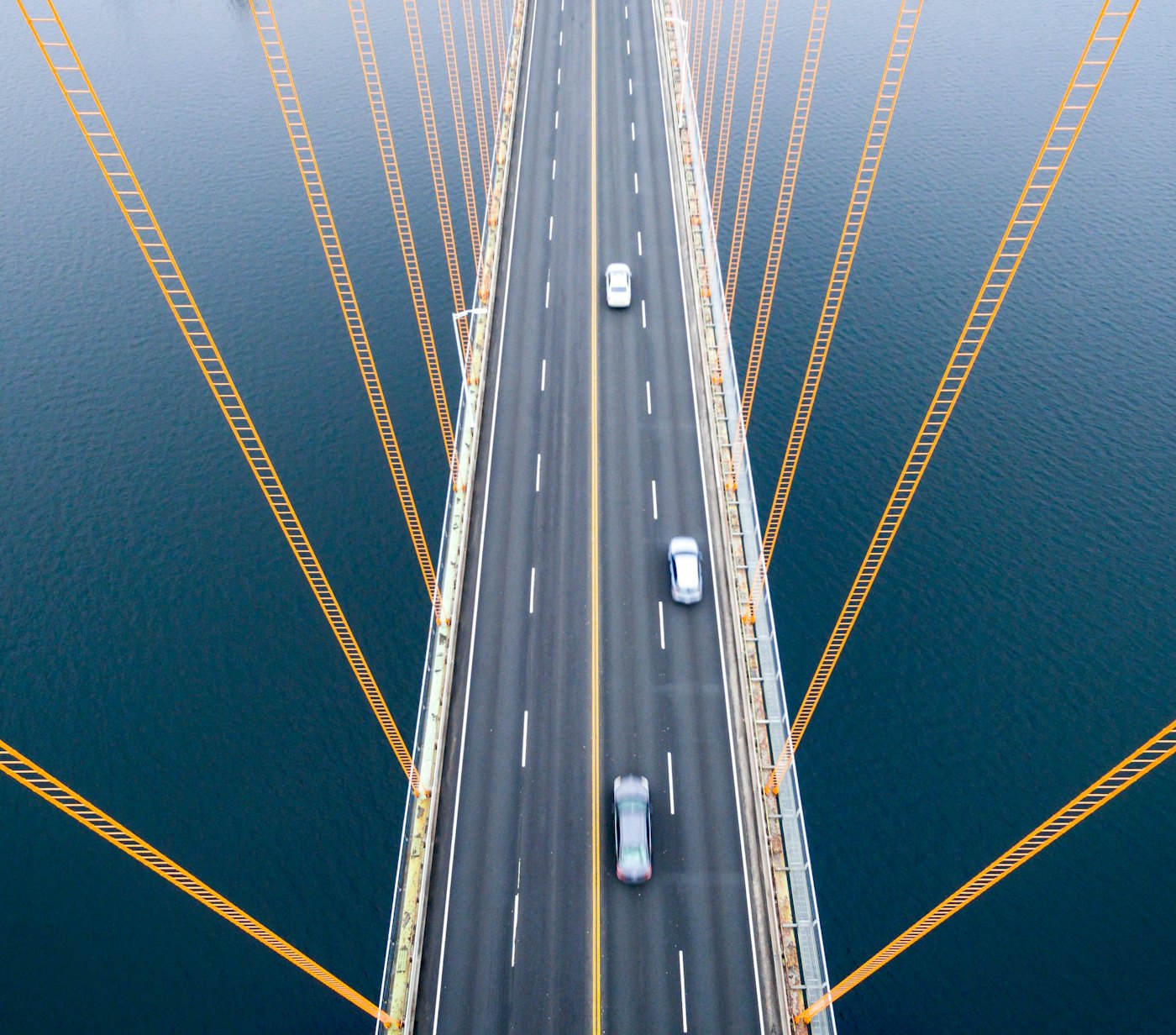 Aerial view hanging bridge