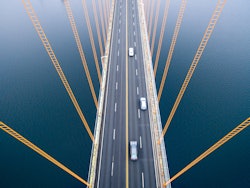 Aerial view hanging bridge