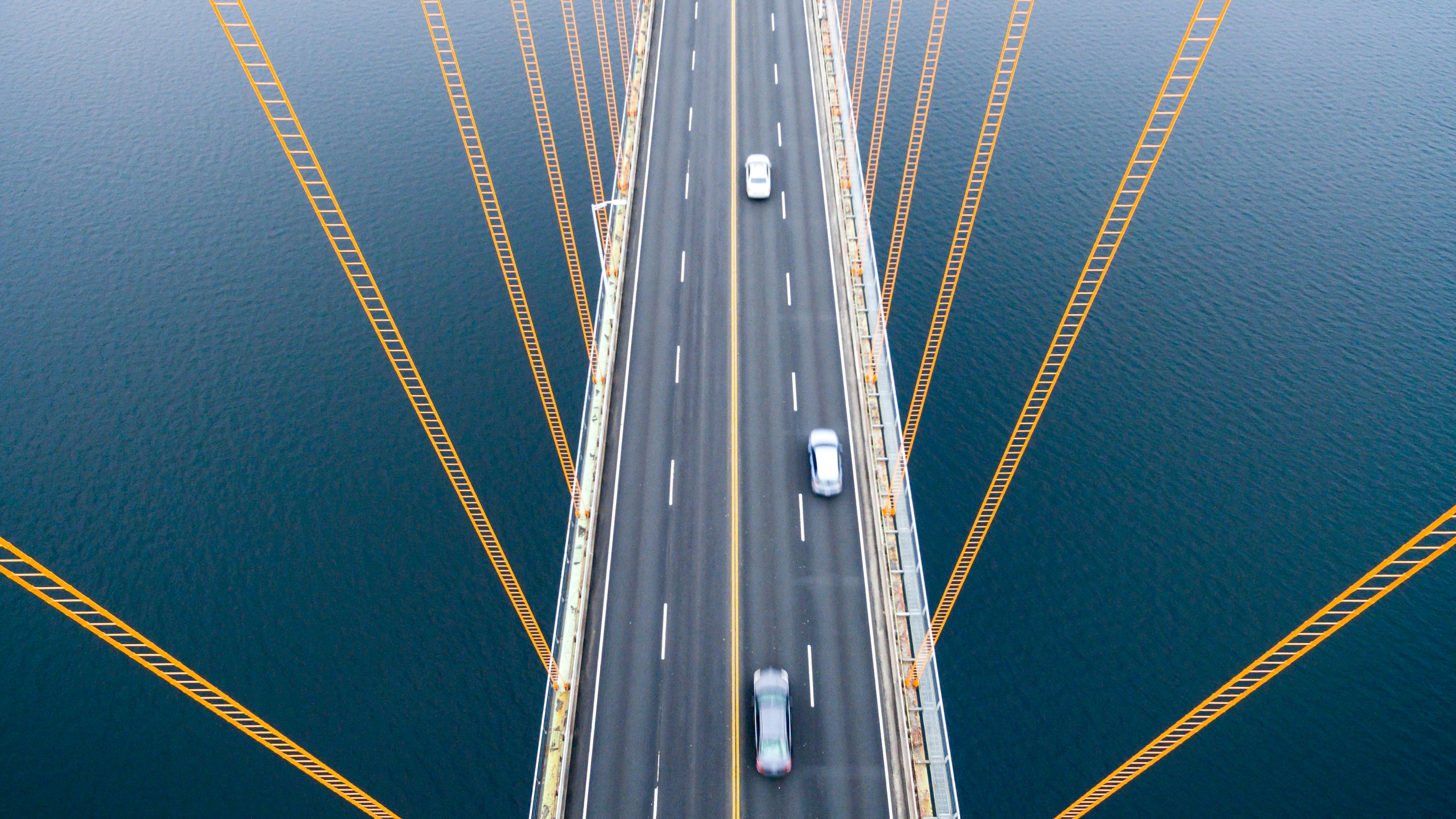 Aerial view hanging bridge