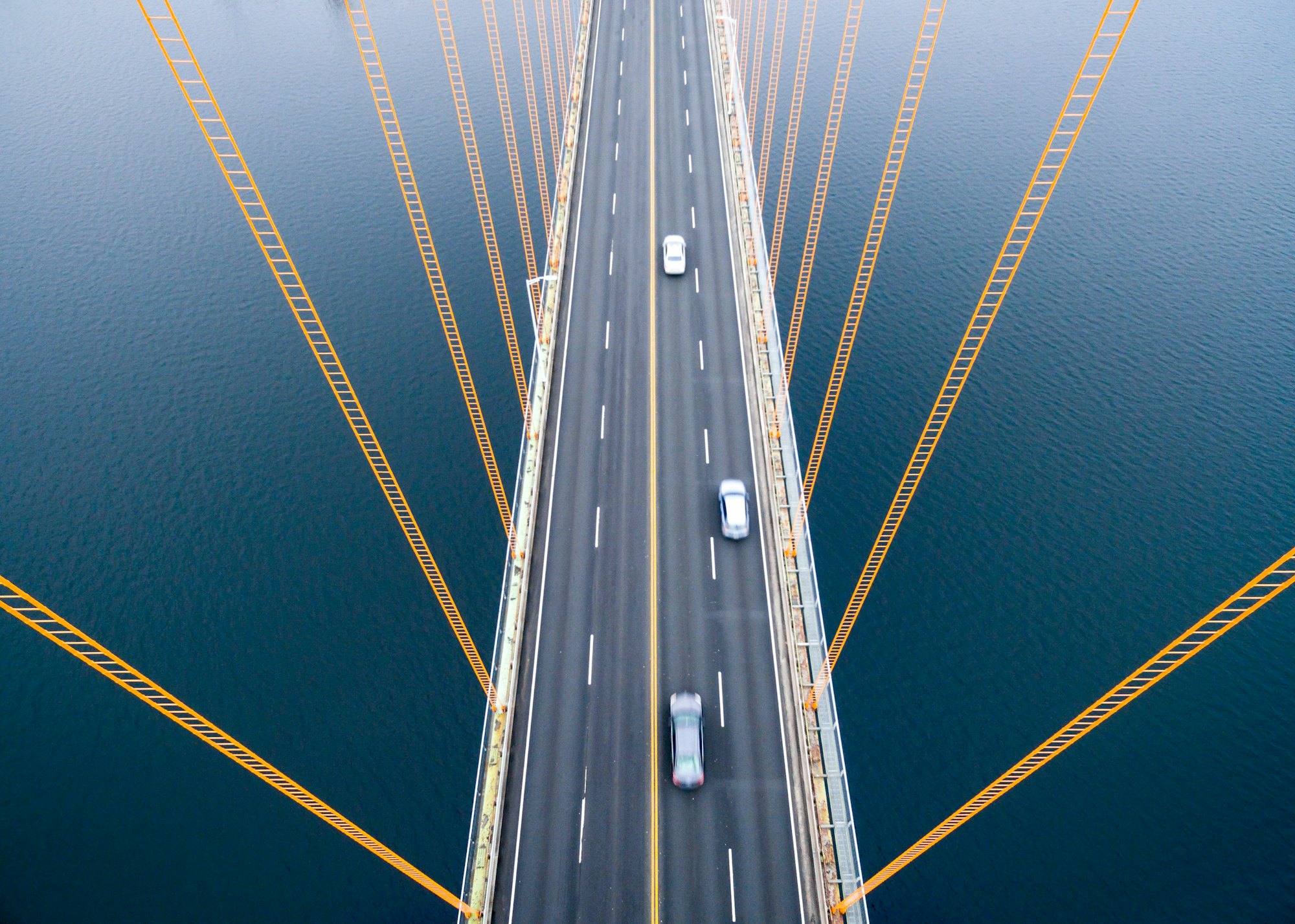 Aerial view hanging bridge