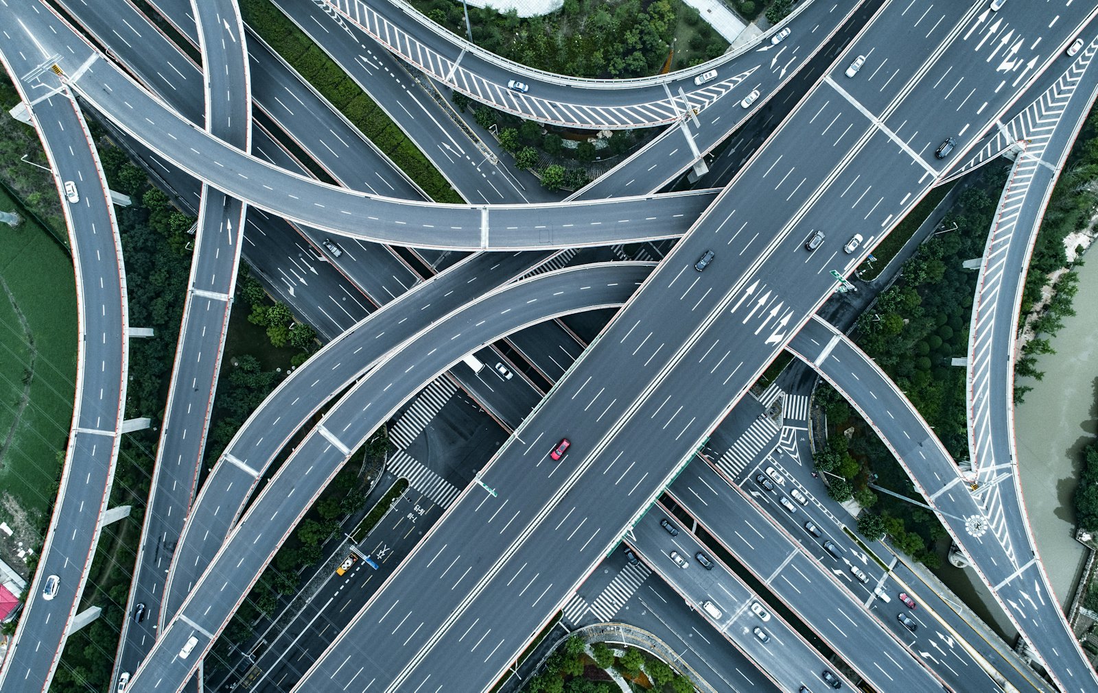 Aerial view highway flyovers