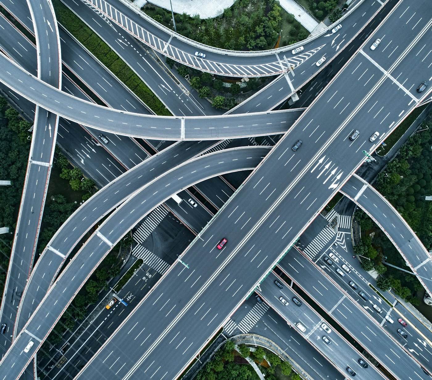 Aerial view highway flyovers