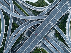 Aerial view highway flyovers