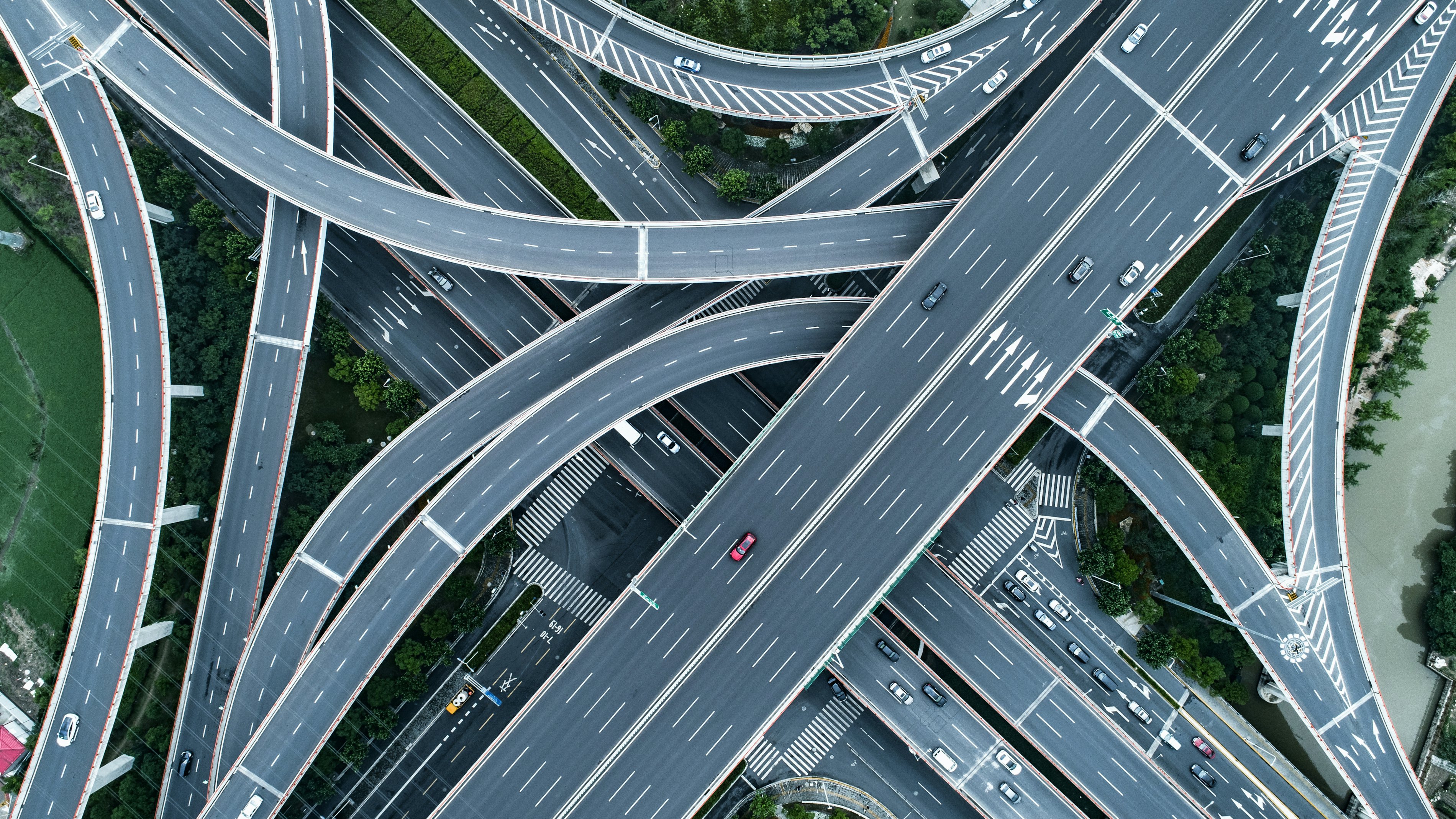Aerial view highway flyovers