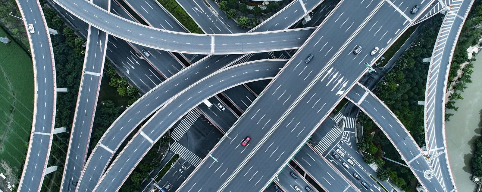 Aerial view highway flyovers
