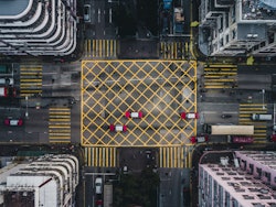 Aerial view new york streets