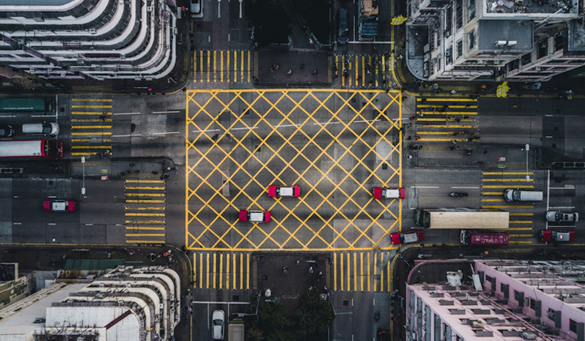 Aerial view new york streets