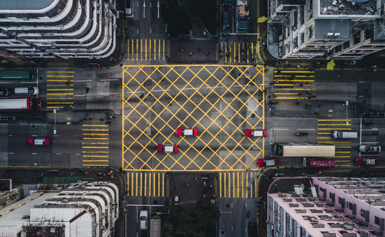 Aerial view new york streets