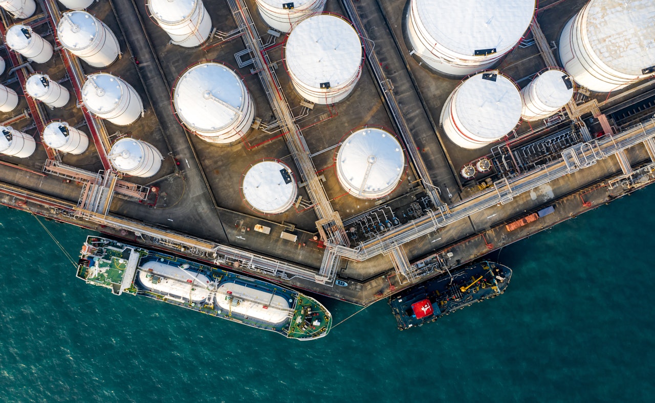 Aerial view ship port