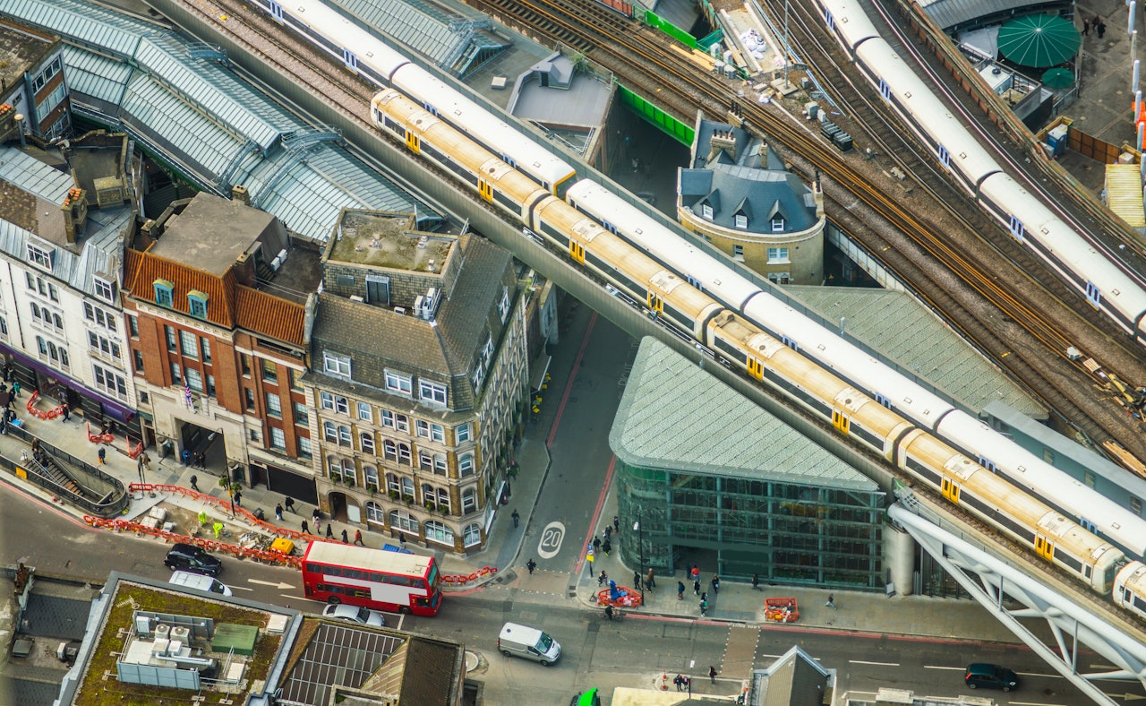 London train track from above