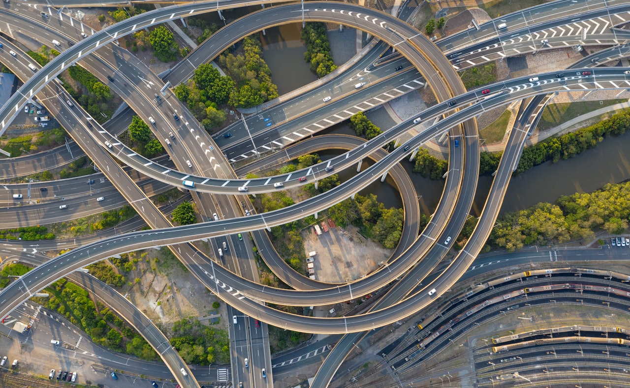 Spiraling high ways train station