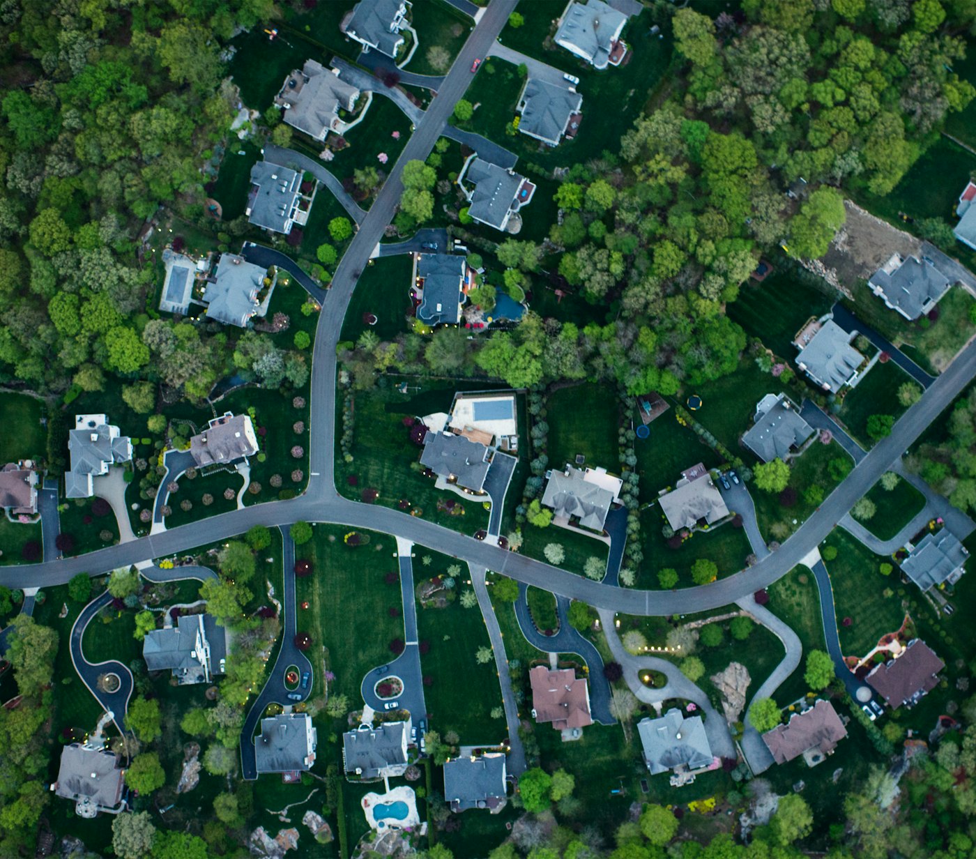 Suburban streets and houses