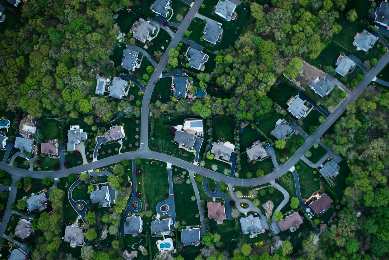 Suburban streets and houses