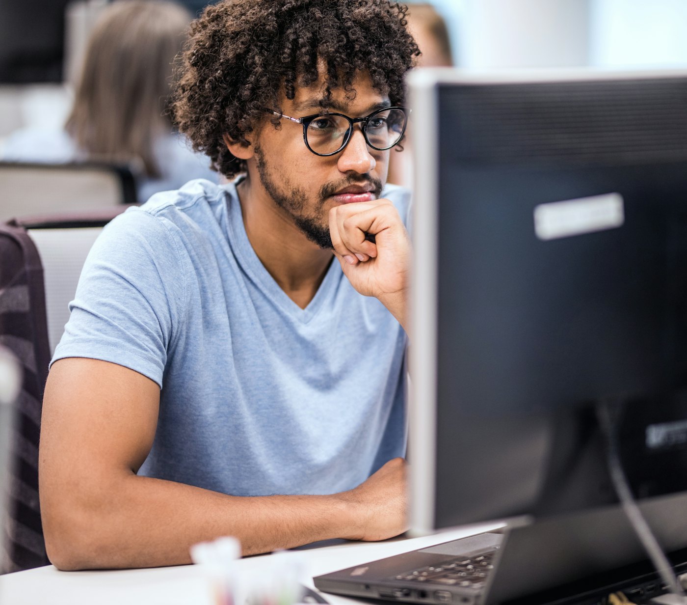 Engineer focused on task