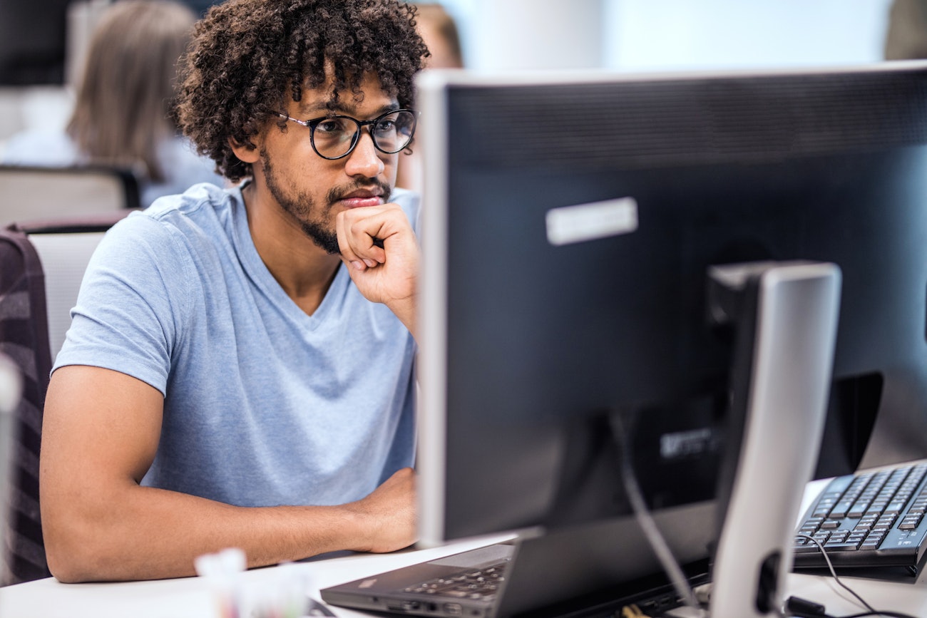 Engineer focused on task