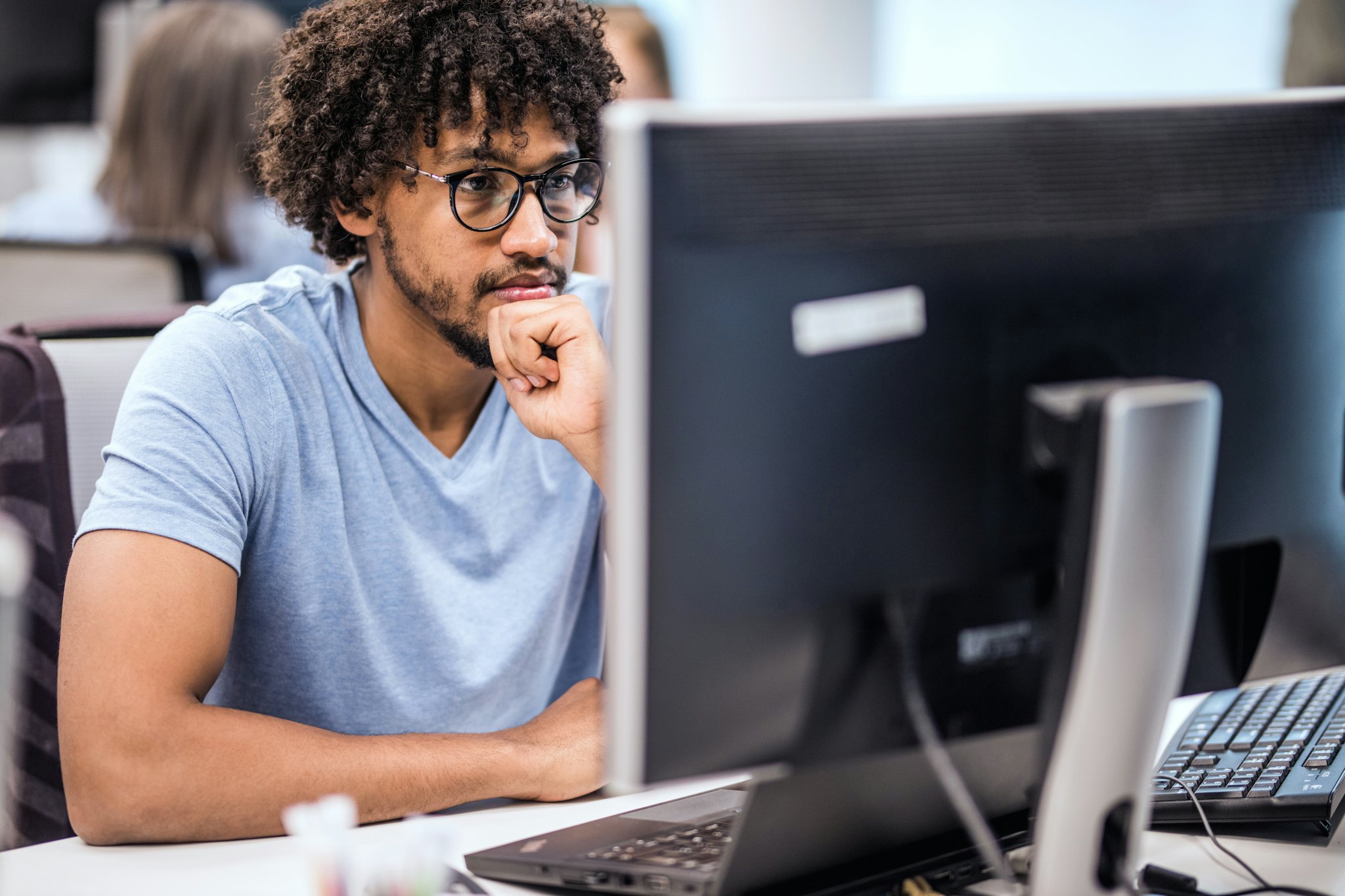 Engineer focused on task