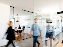 Meeting hallway glass walls