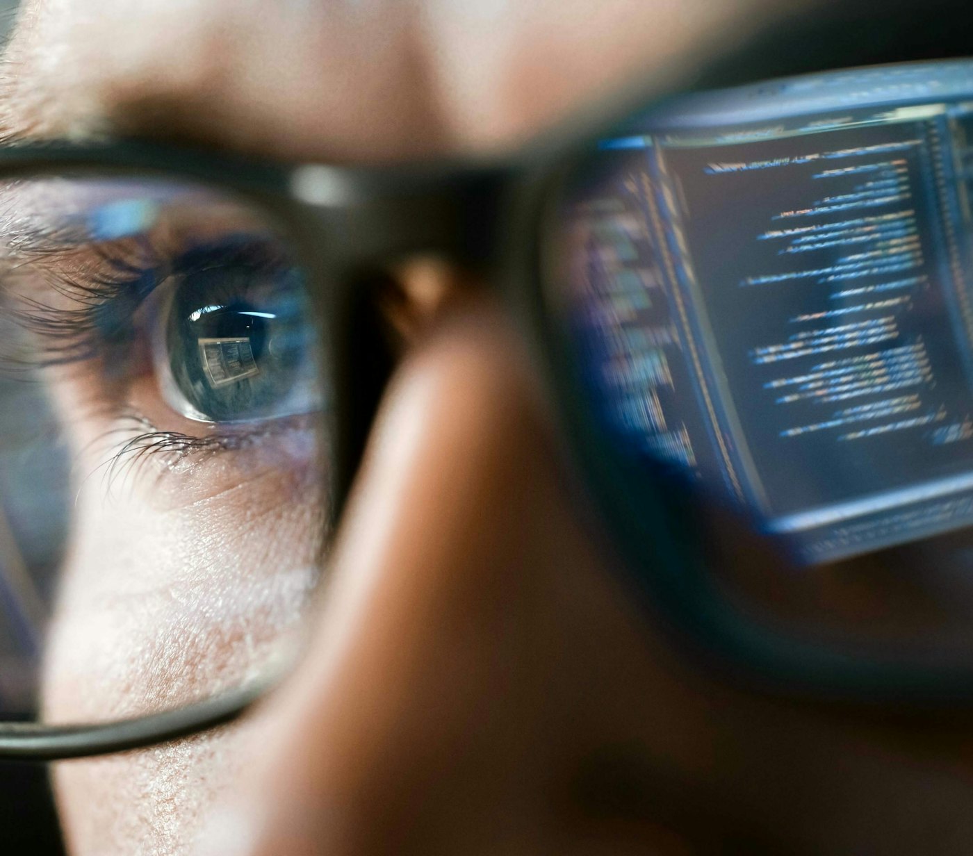 Security engineer glasses closeup