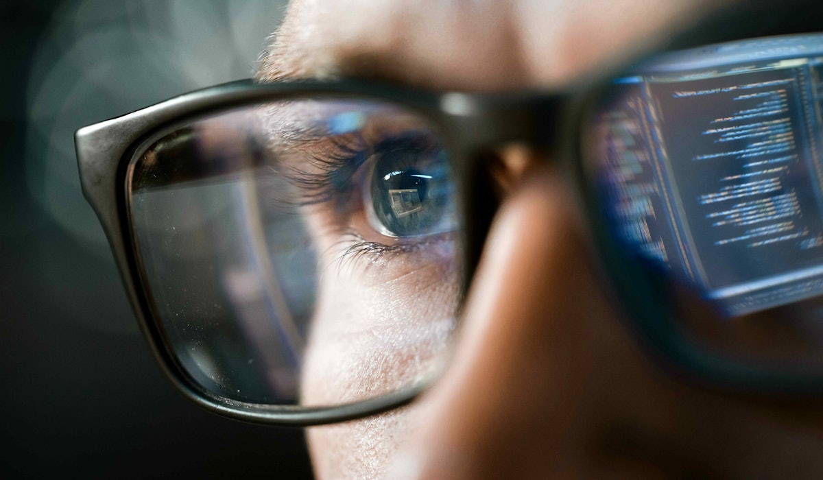 Security engineer glasses closeup