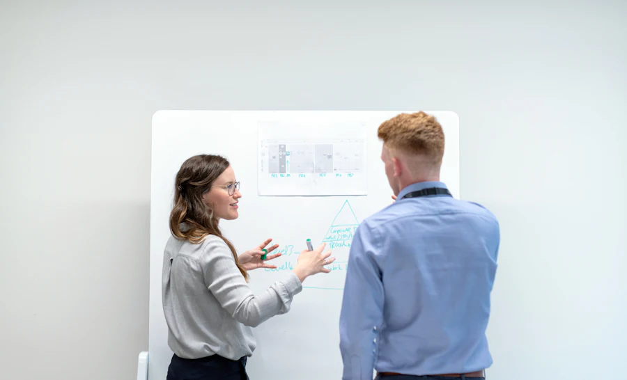 Young engineers whiteboard design