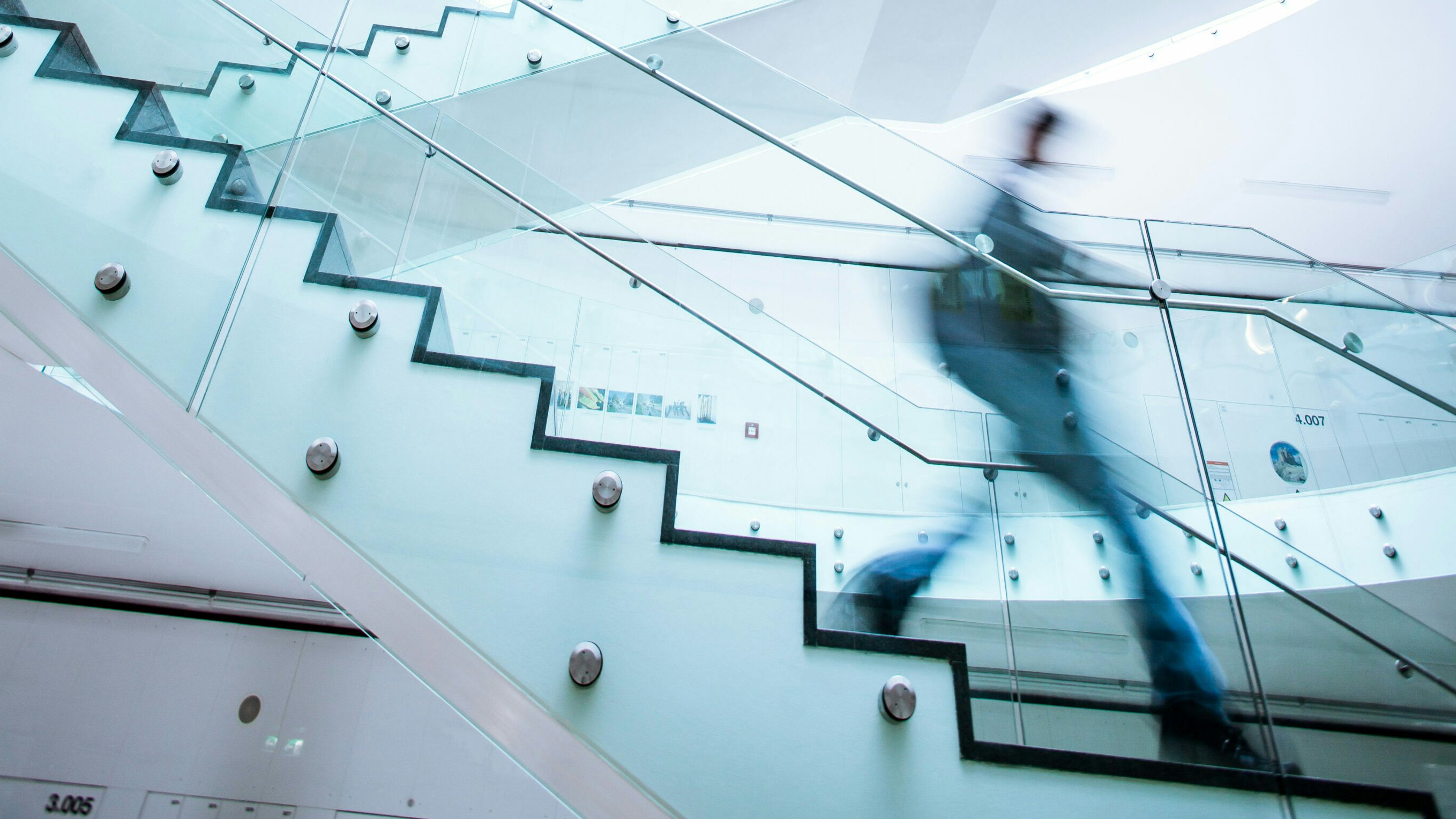 Person walking down the stairs