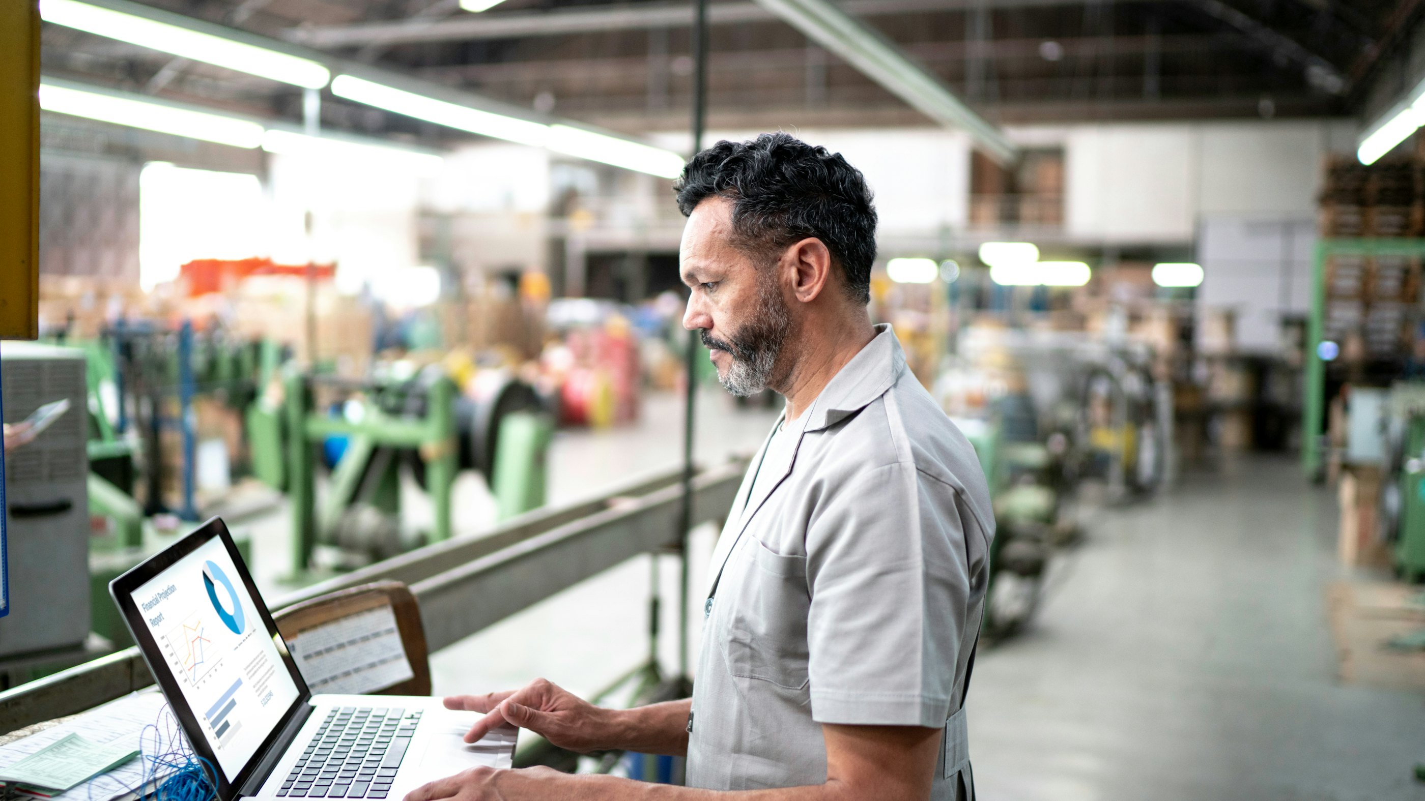 Manufacturing factory worker laptop