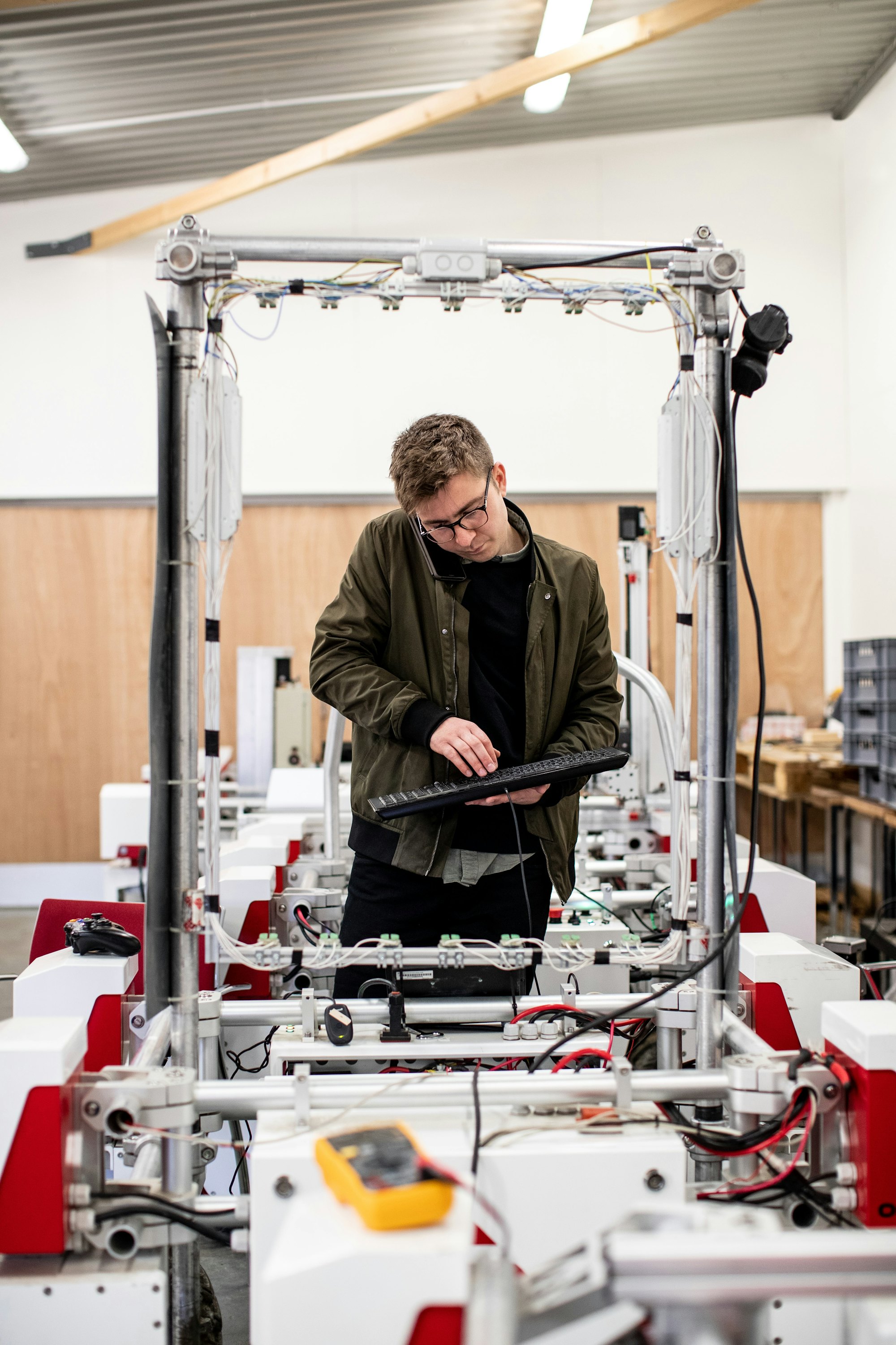 Engineer setting up production site