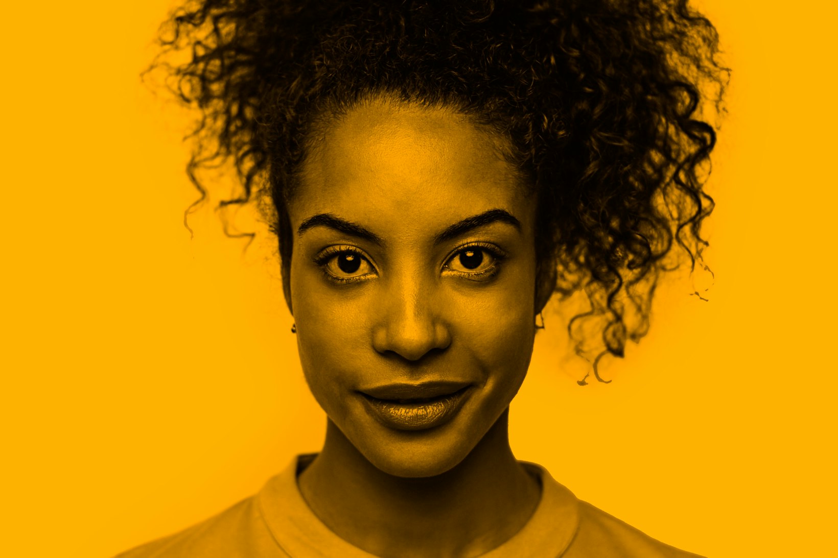 Portrait of woman curly hair