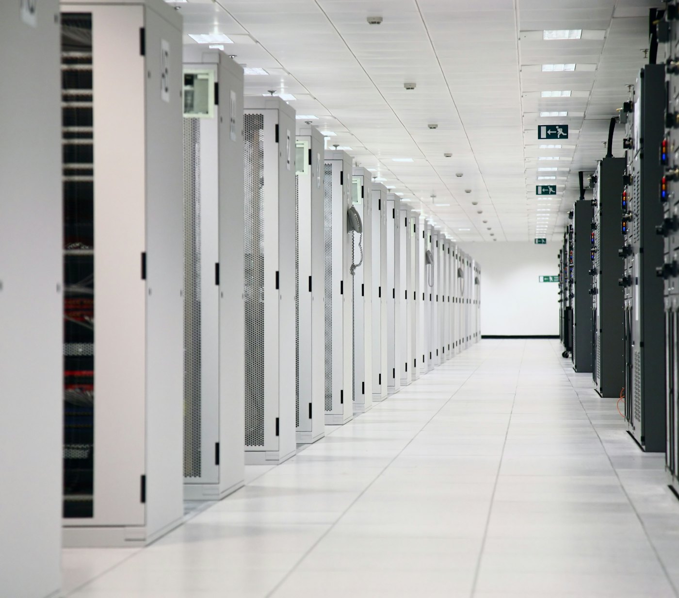 Datacenter hall blue light