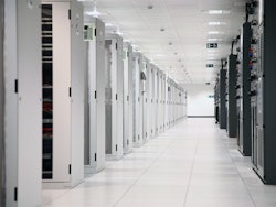 Datacenter hall blue light