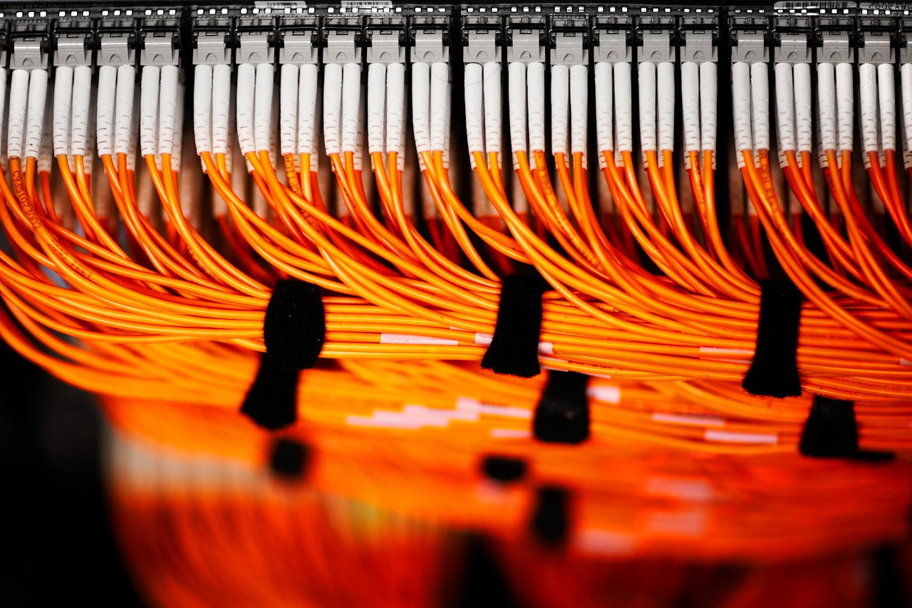 Close up fibre optic cables