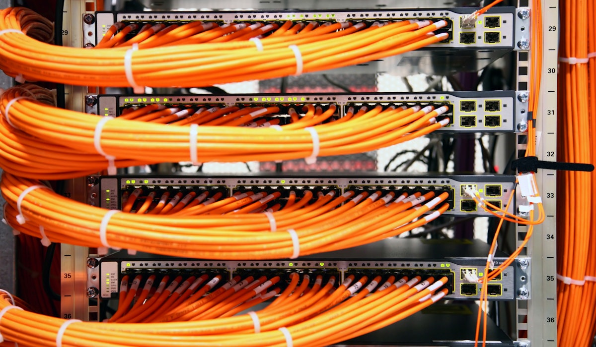 Orange network cables switches