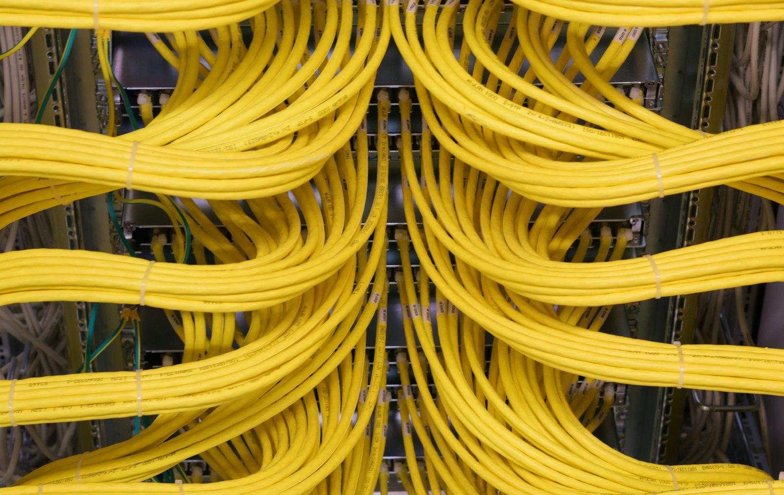 Yellow bundles nework cables