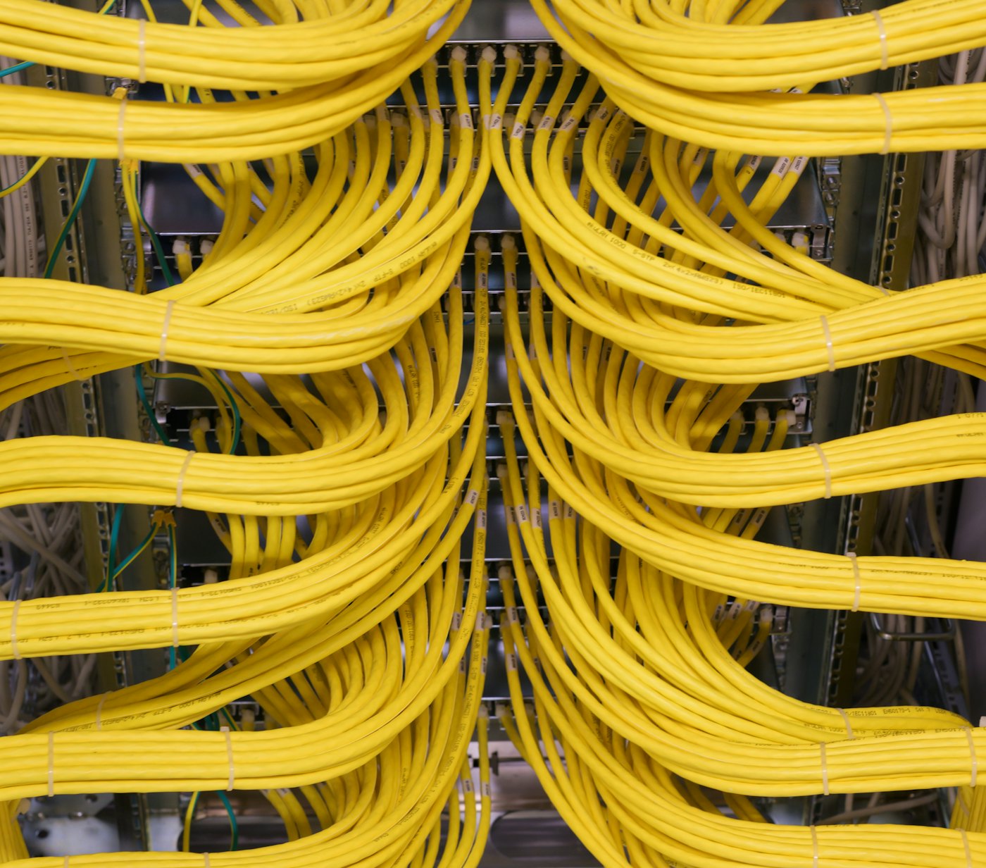 Yellow bundles nework cables