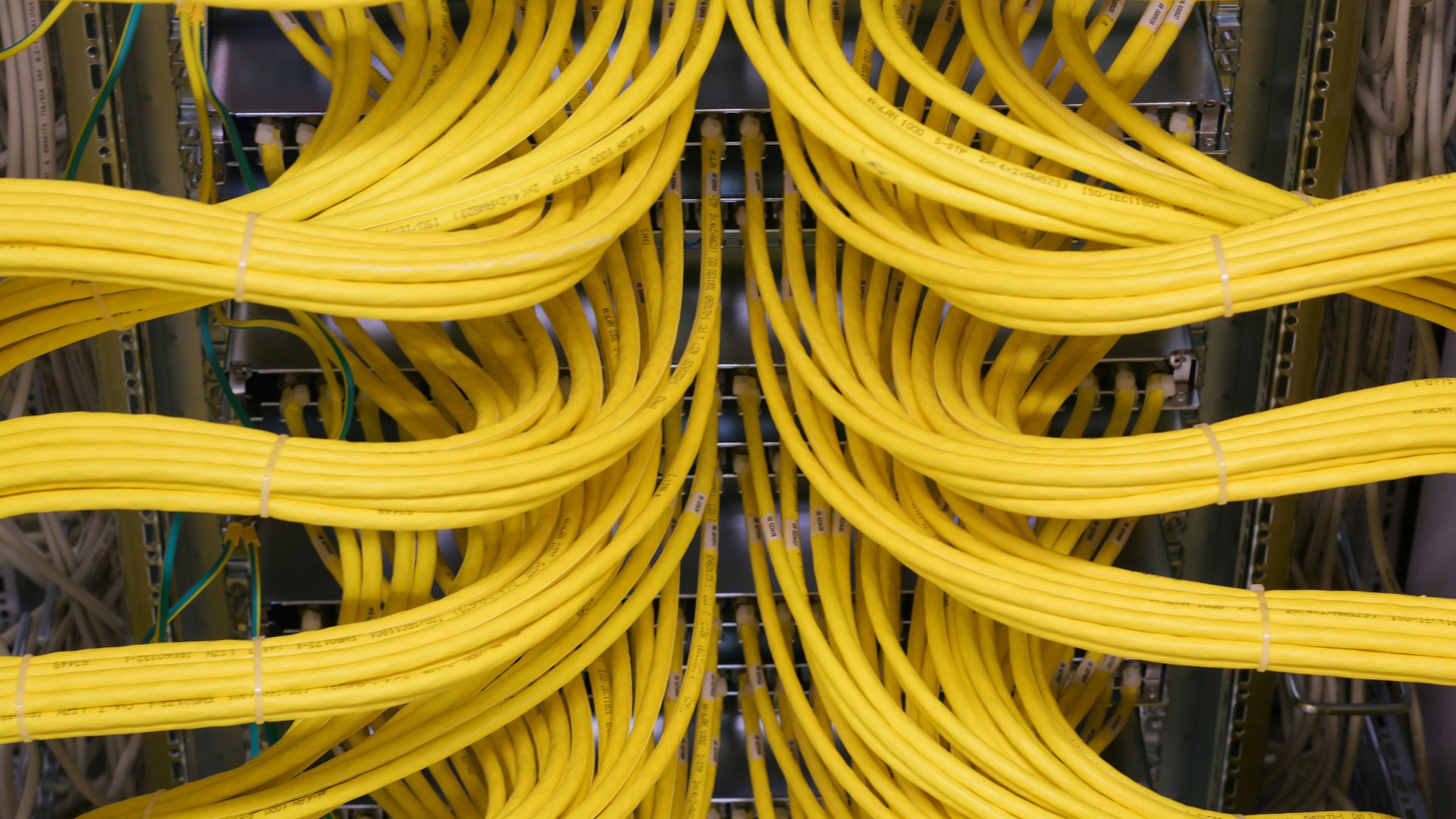 Yellow bundles nework cables