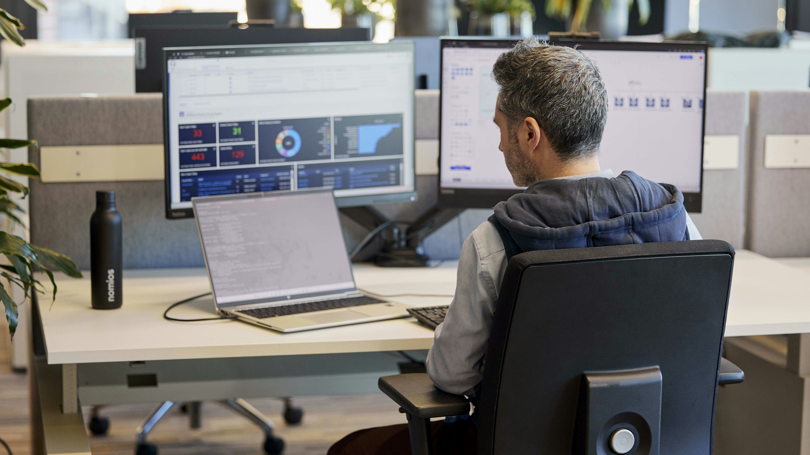 NOC dashboard on screen