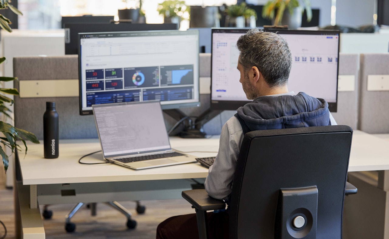 NOC dashboard on screen