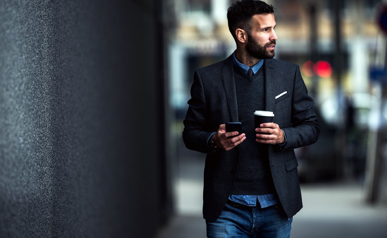 Business man walking streets
