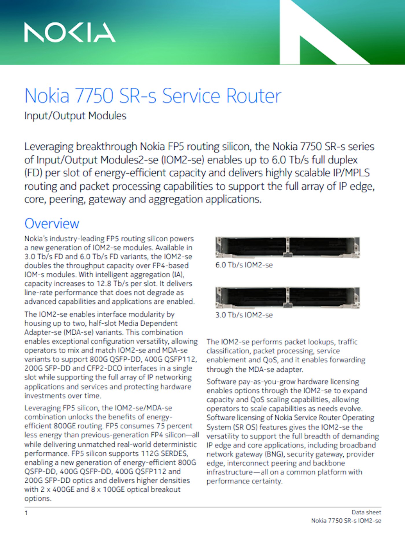 Nokia 7750 SR s IOM2 se