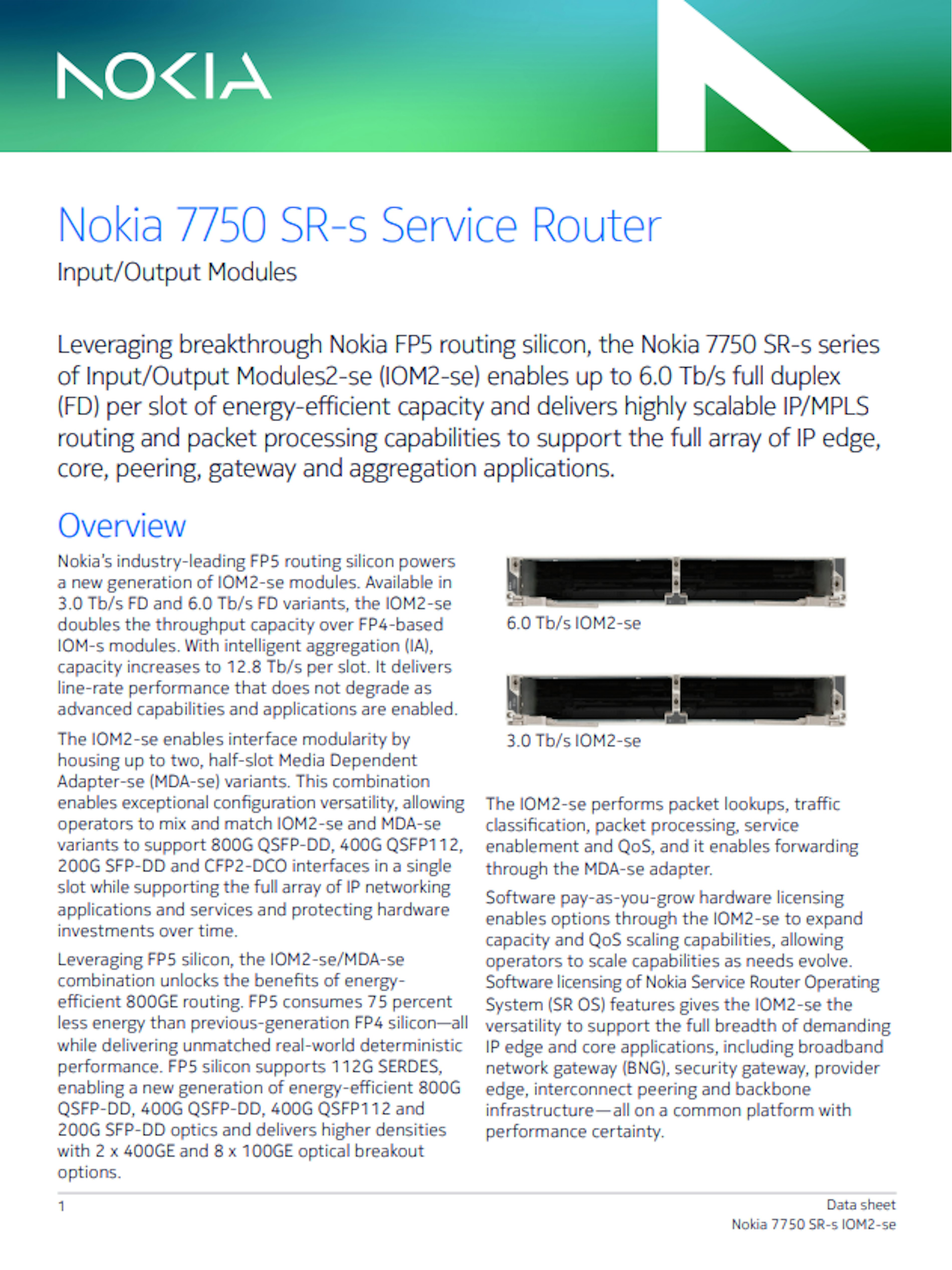 Nokia 7750 SR s IOM2 se