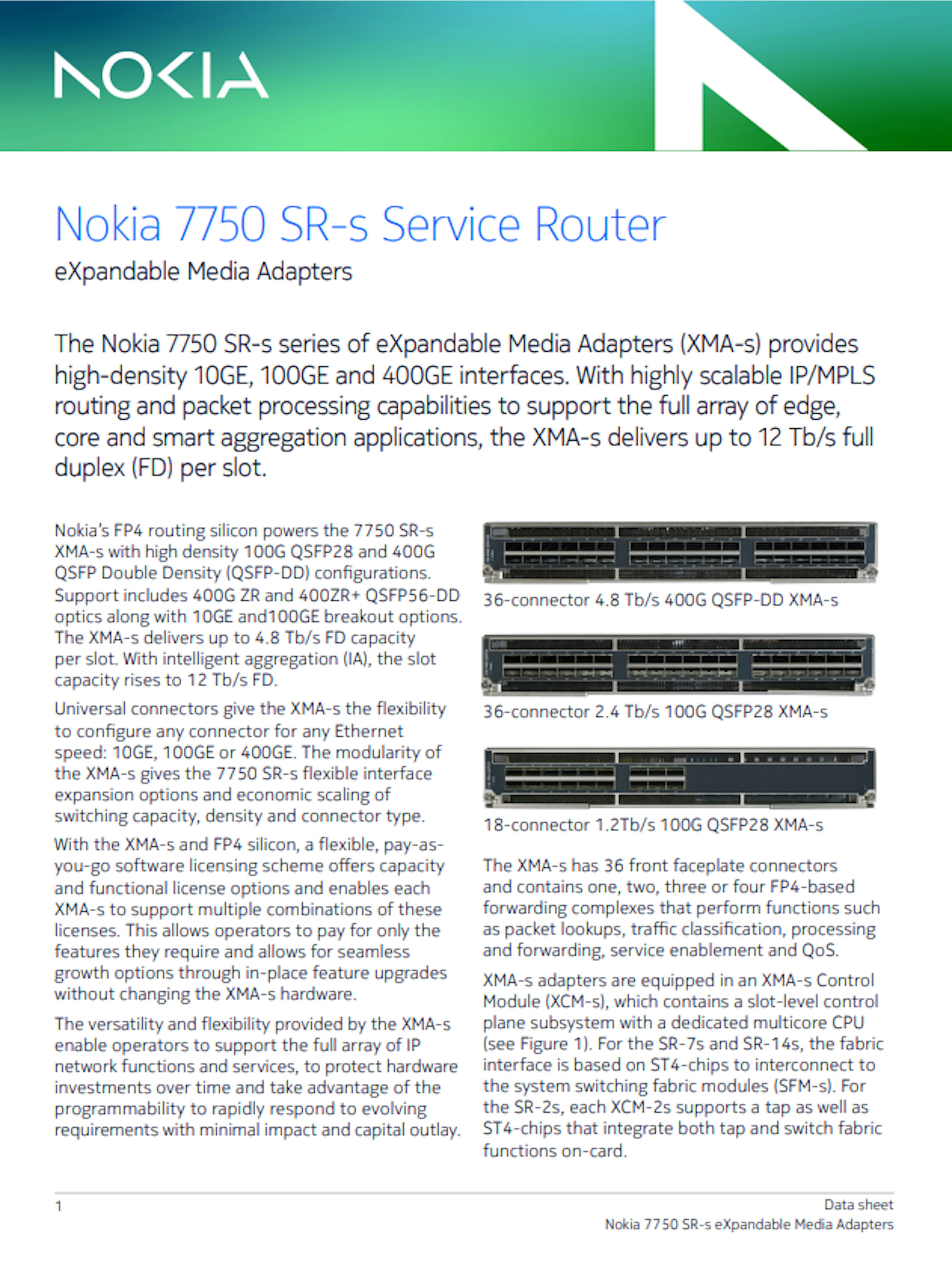 Nokia 7750 SR s XMA s