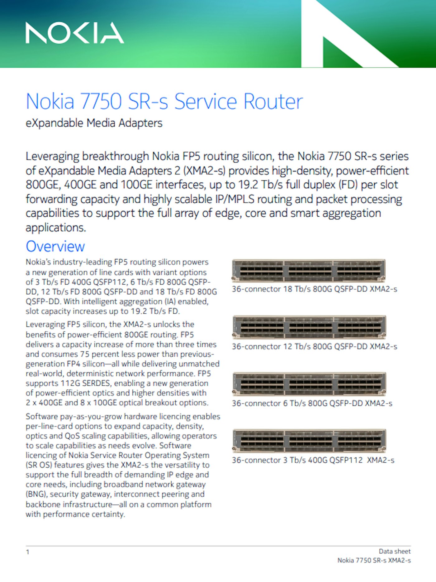 Nokia 7750 SR s XMA2 s