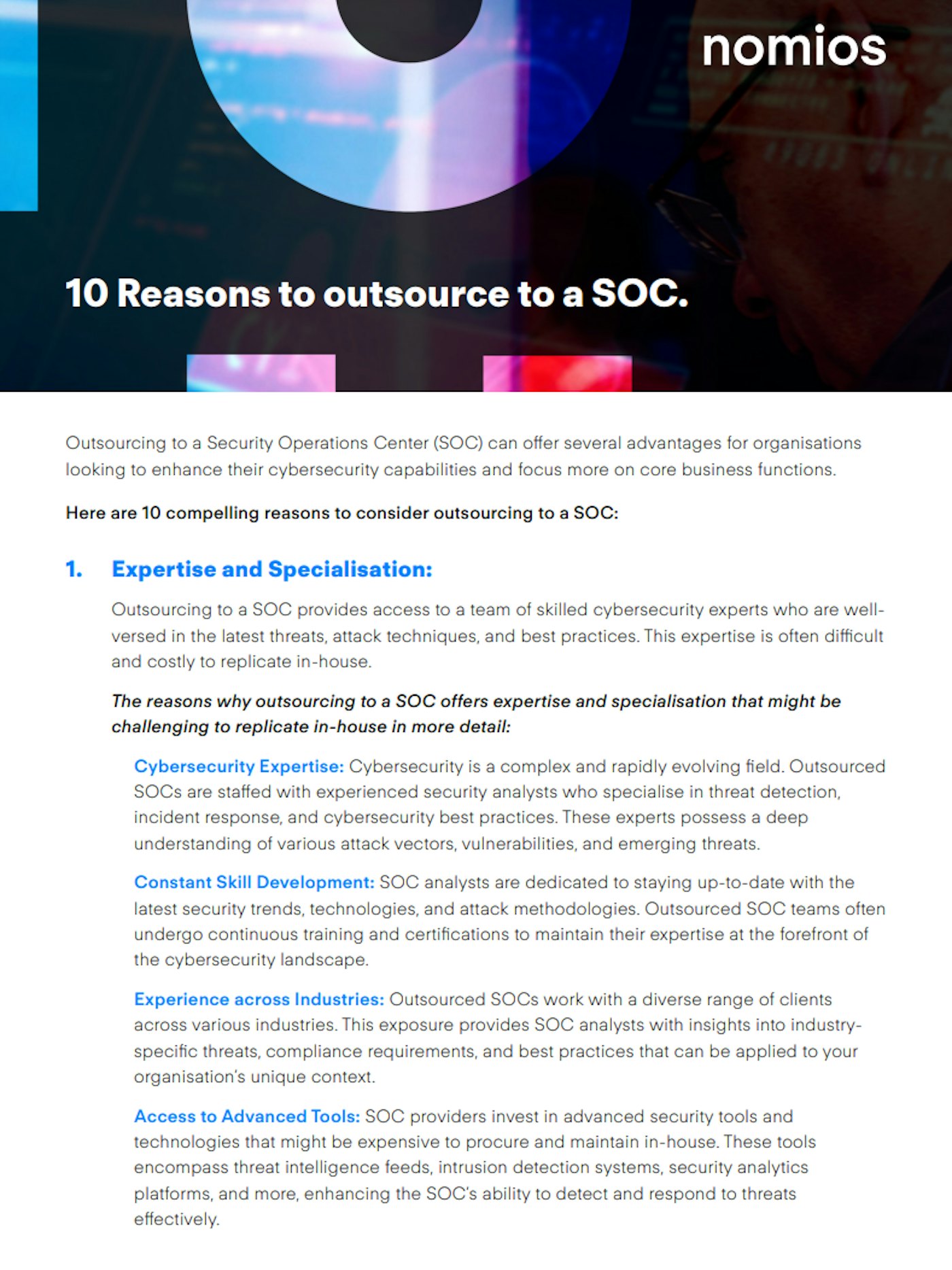 Nomios 10 Reasons to outsource to a SOC Download Image