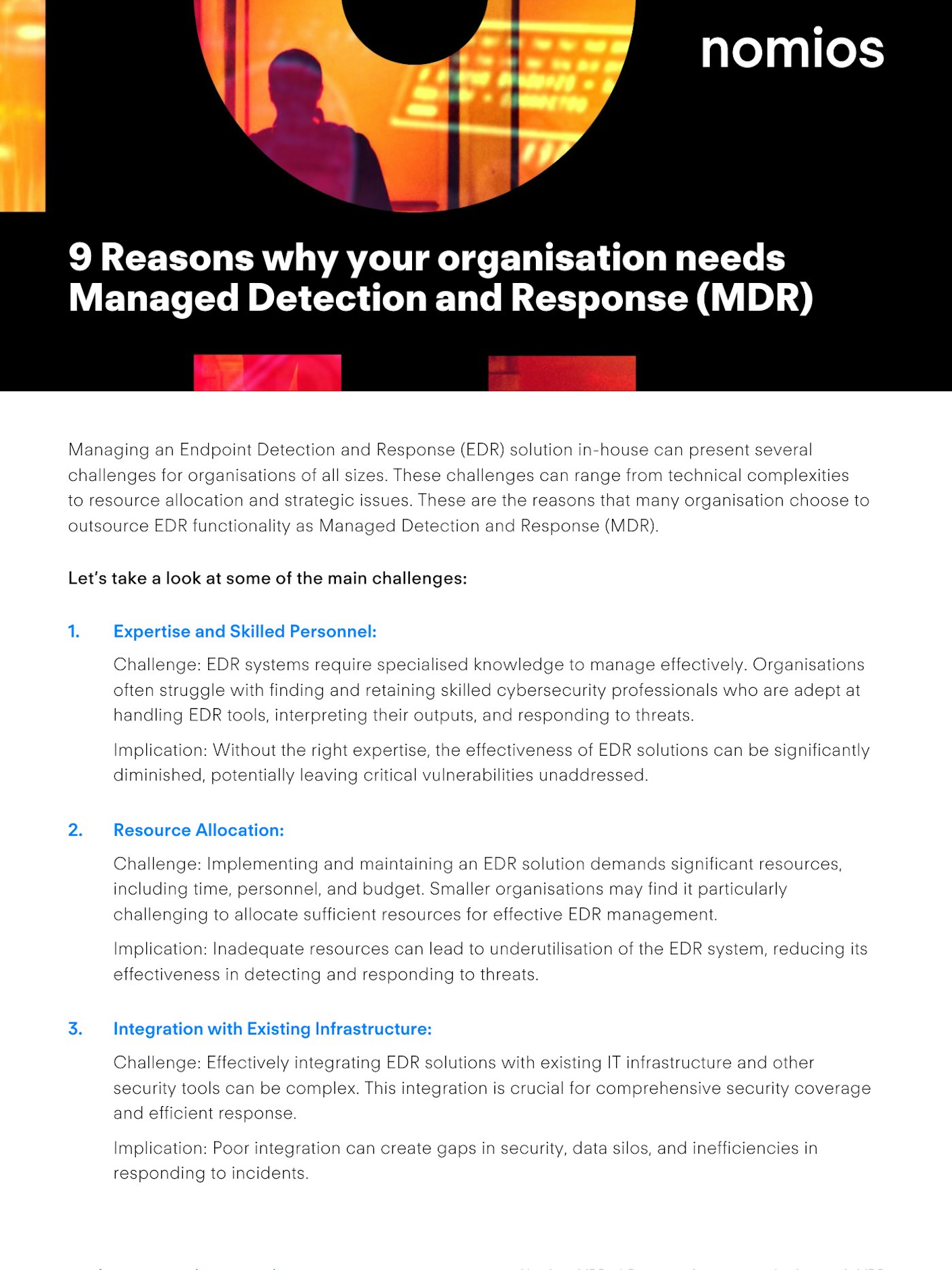 Nomios 9 reasons why your organisation needs Managed Detection and Response MDR Download Image