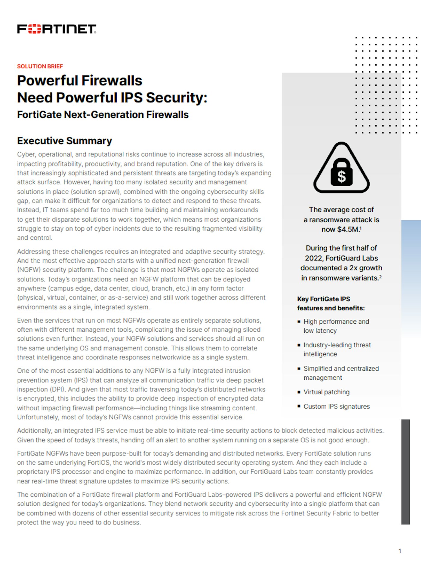 Fortigate nextgen ips Solution Brief Download Image