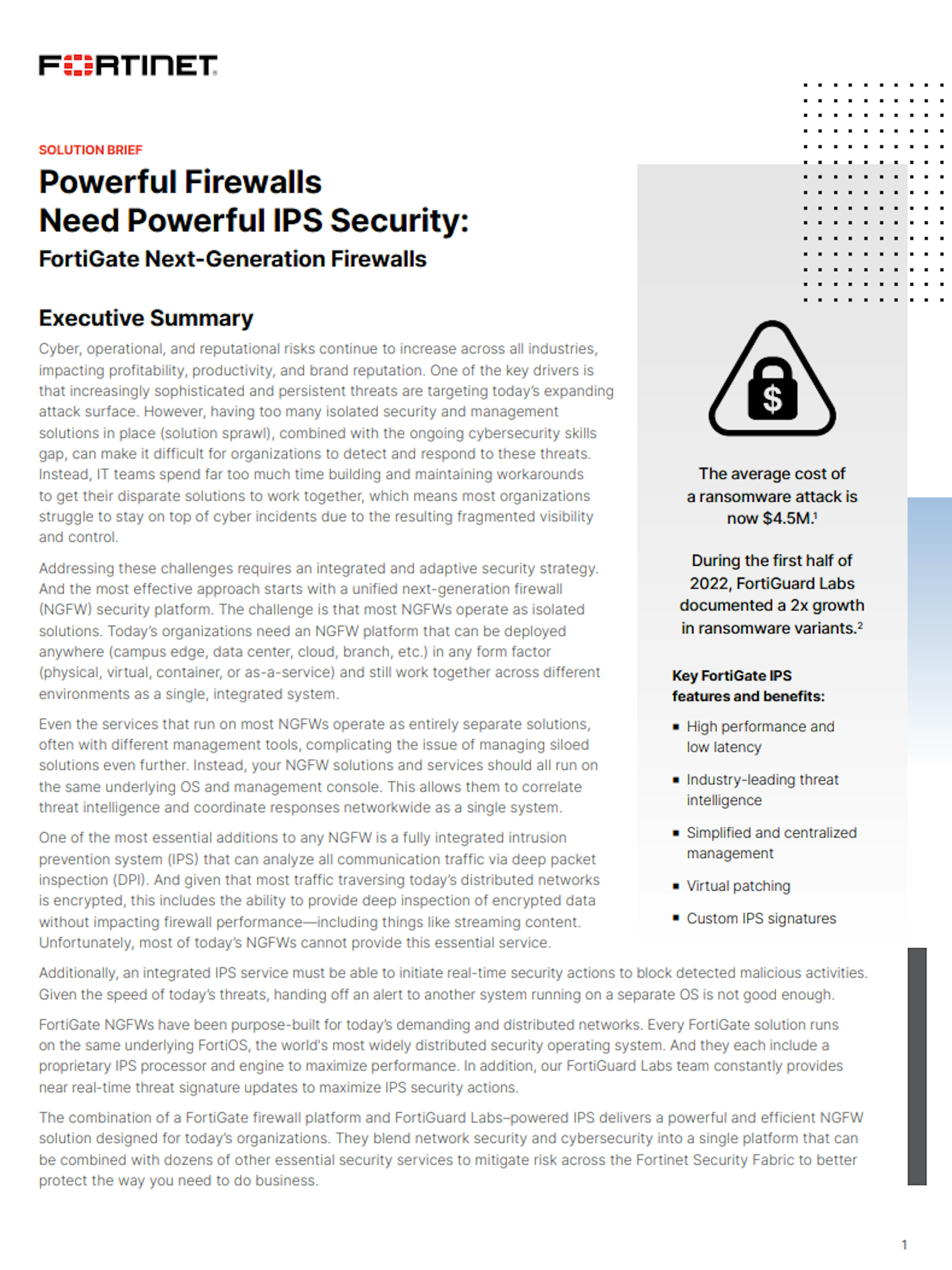 Fortigate nextgen ips Solution Brief Download Image