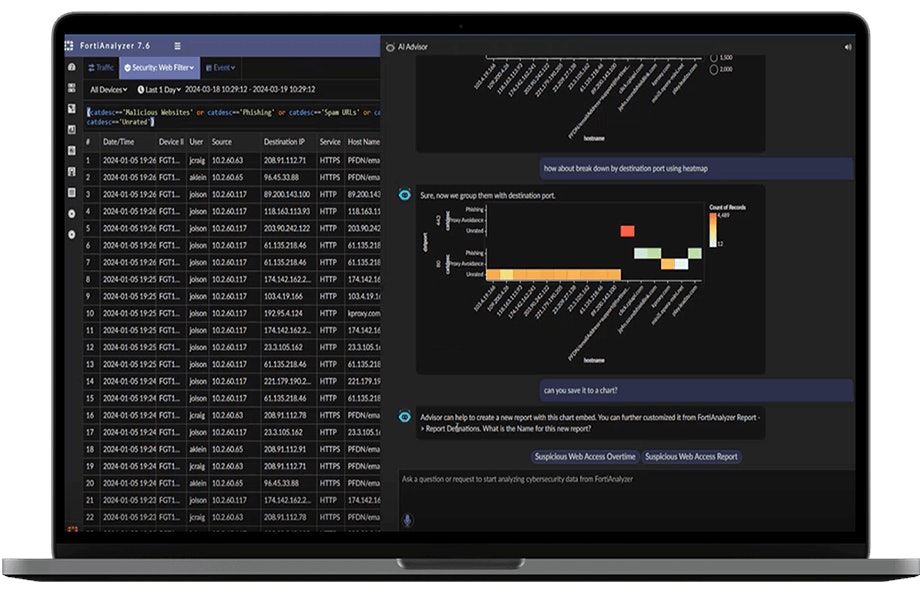 Screenshot fortianalyzer fortiai