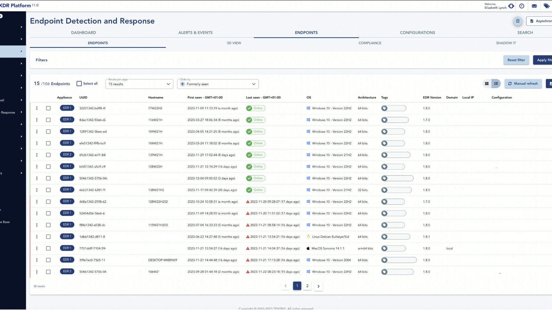 TEHTRIS EDR dashboard
