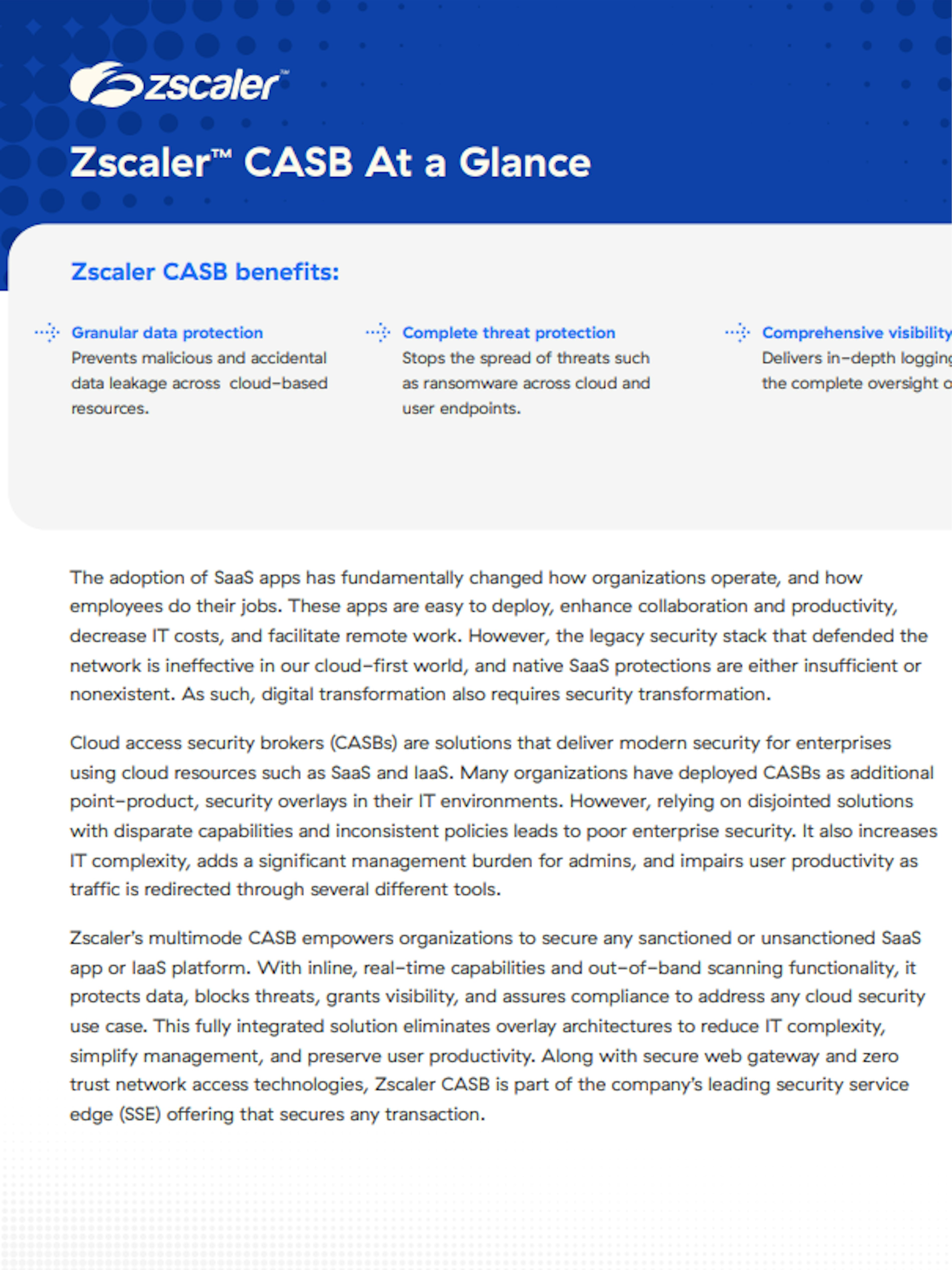 Zscaler casb data sheet download